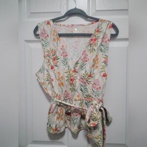 Spartina 449 Red and Orange Sleeveless Wrap Blouse